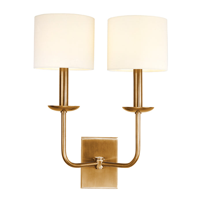 Hudson Valley - 1712-AGB - Two Light Wall Sconce - Kings Point - Aged Brass