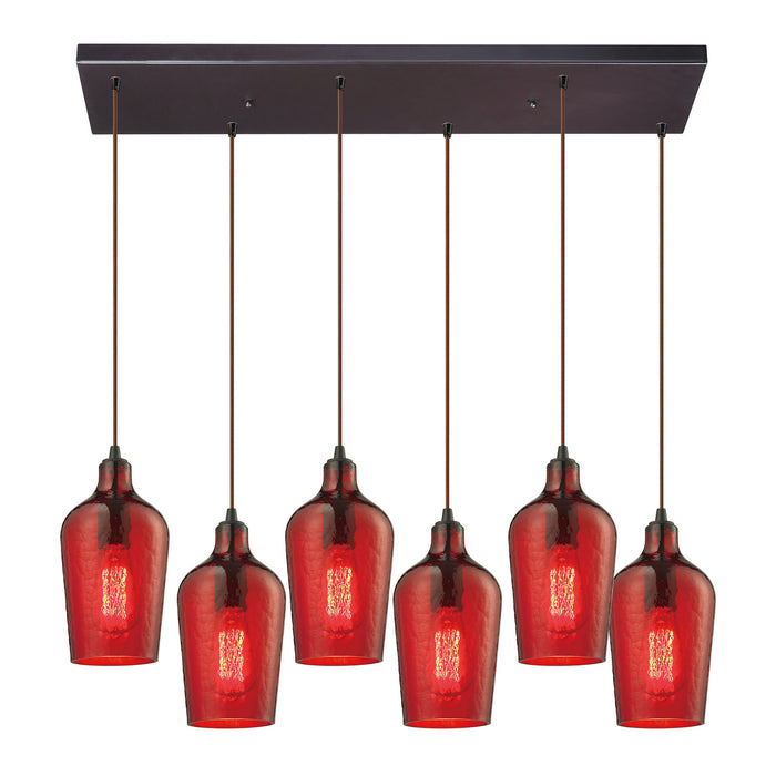 ELK Home - 10331/6RC-HRD - Six Light Pendant - Hammered Glass - Oil Rubbed Bronze