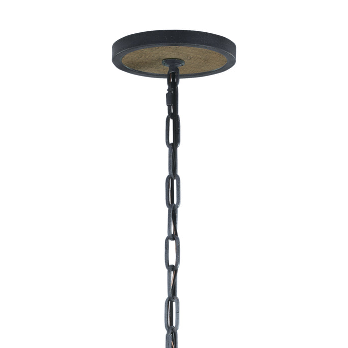 Five Light Pendant from the Allier collection in Weathered Oak Wood / Antique Forged Iron finish