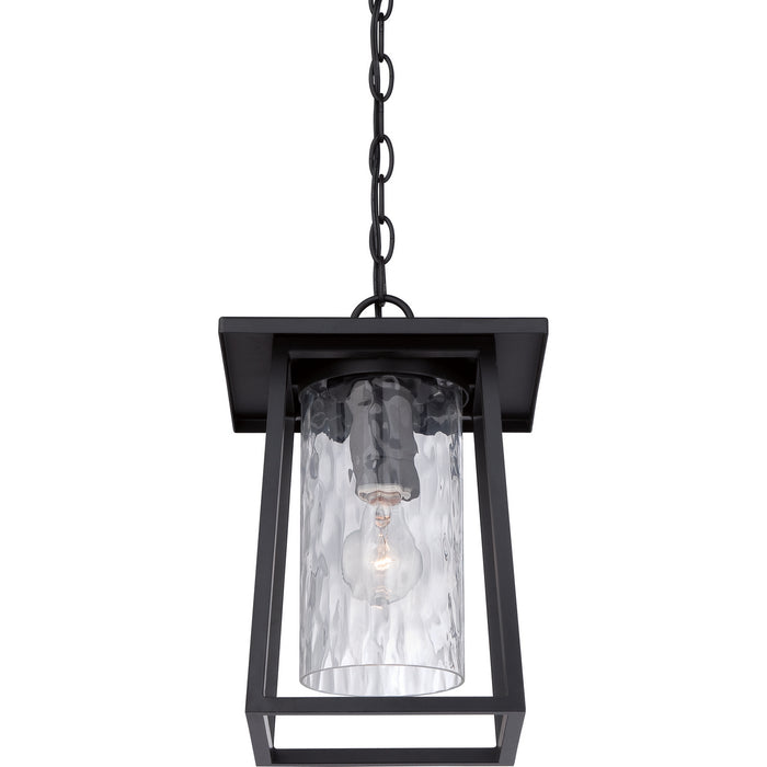 One Light Outdoor Hanging Lantern from the Lodge collection in Mystic Black finish