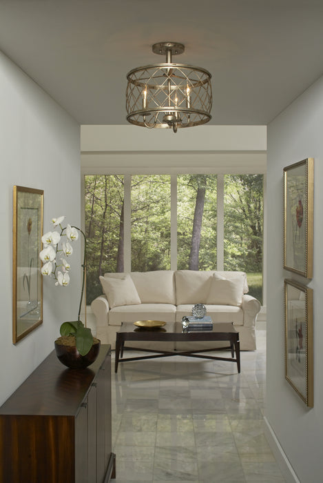 Three Light Semi-Flush Mount from the Dury collection in Century Silver Leaf finish