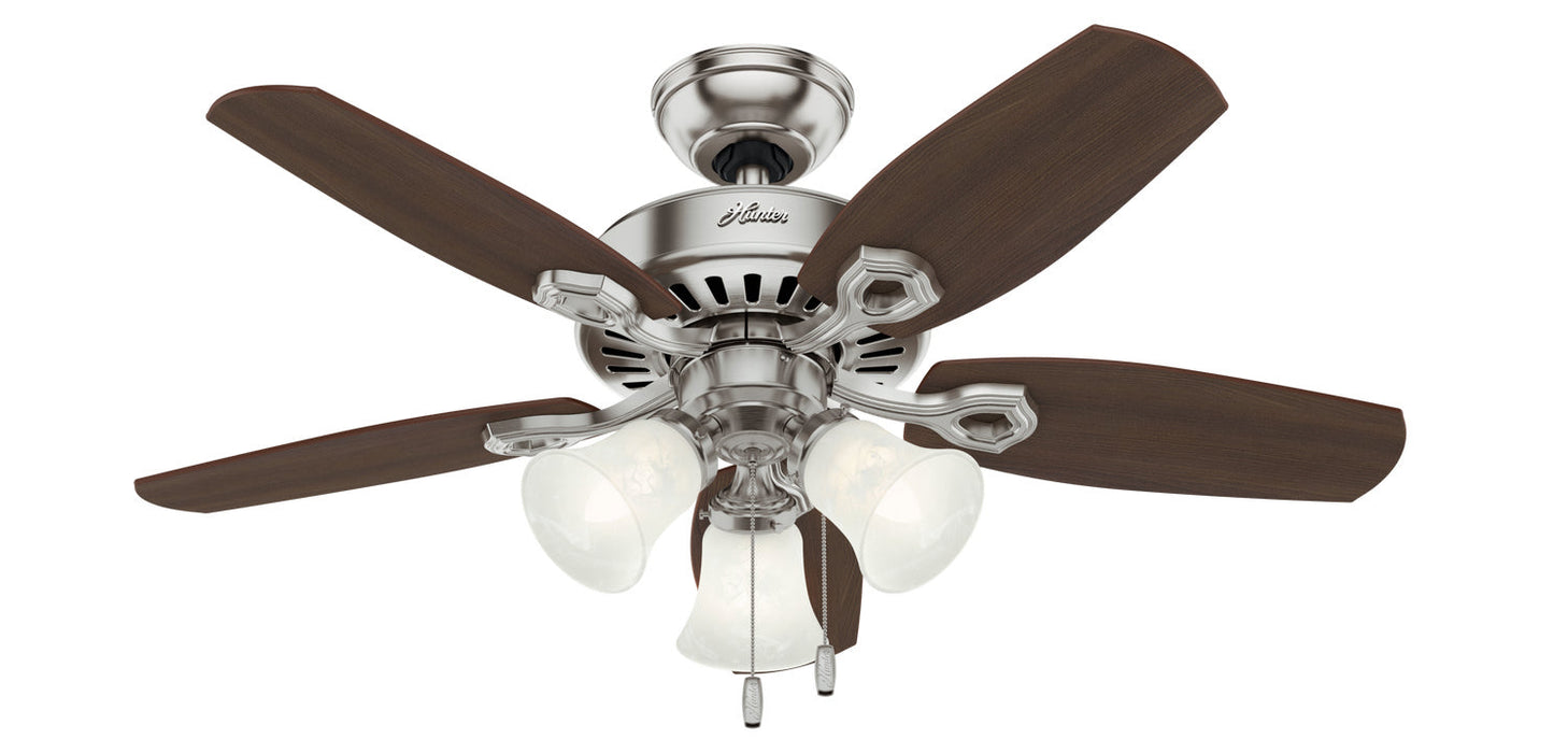 Hunter 42" Builder Ceiling Fan with 3-Light LED Light Kit and Pull Chains