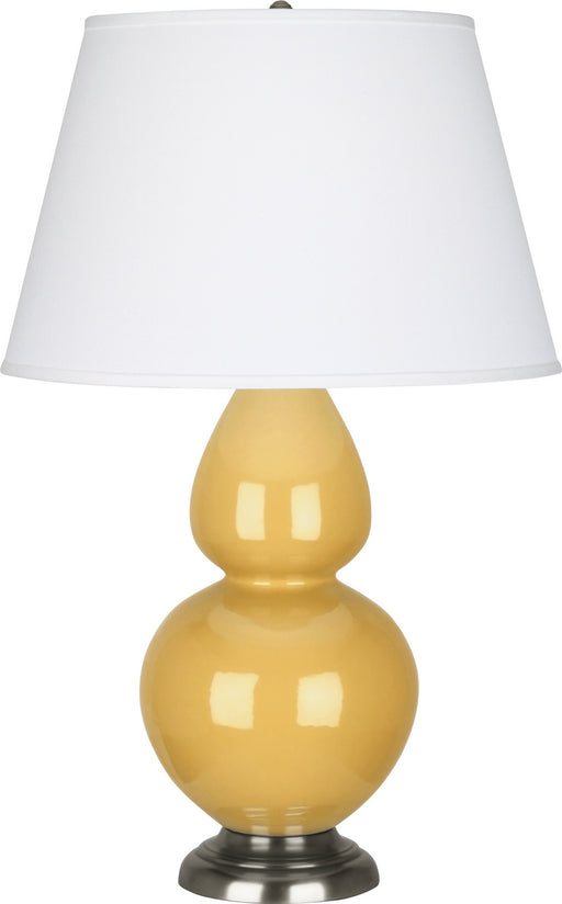 Robert Abbey - SU22X - One Light Table Lamp - Double Gourd - Sunset Yellow Glazed Ceramic w/ Antique Silvered