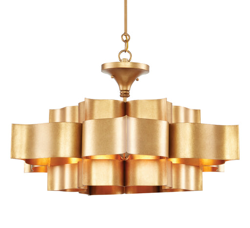 Currey and Company - 9494 - Six Light Chandelier - Grand Lotus - Antique Gold Leaf