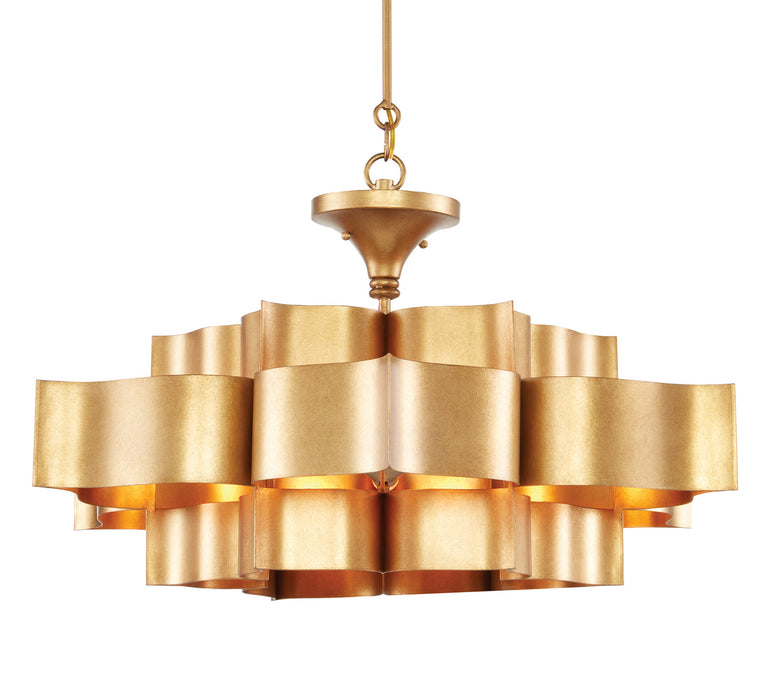 Currey and Company - 9494 - Six Light Chandelier - Grand Lotus - Antique Gold Leaf
