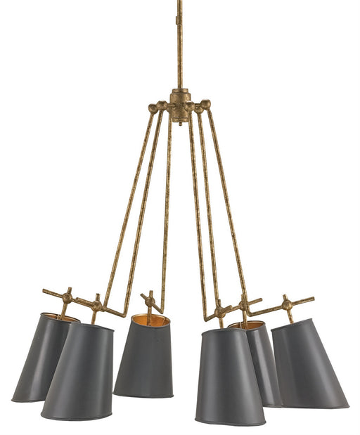 Currey and Company - 9503 - Six Light Chandelier - Jean-Louis - Old Brass/Marbella Black/Contemporary Gold Leaf
