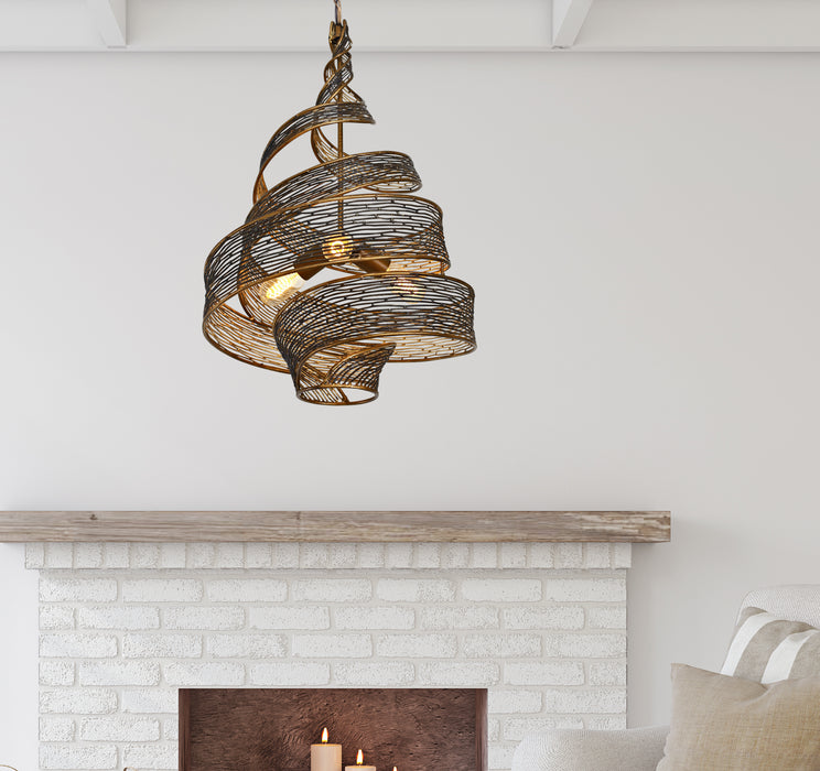 Three Light Pendant from the Flow collection in Hammered Ore finish