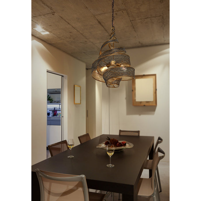 Three Light Pendant from the Flow collection in Hammered Ore finish