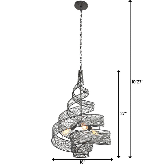 Three Light Pendant from the Flow collection in Steel finish