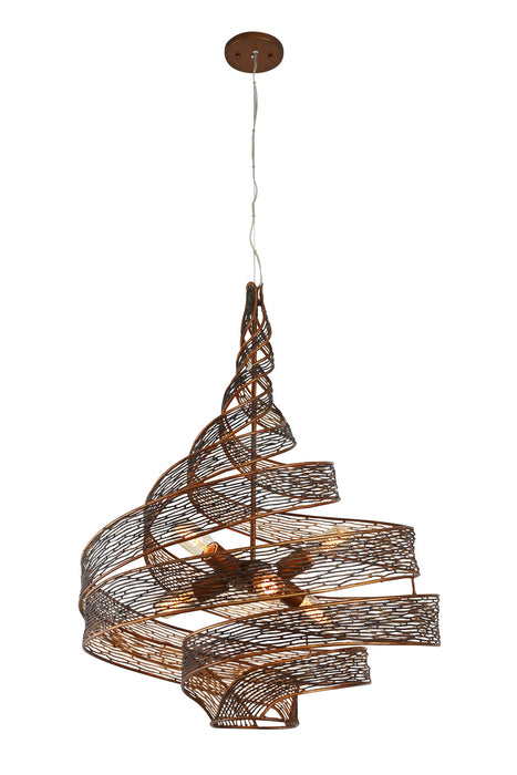 Six Light Pendant from the Flow collection in Hammered Ore finish