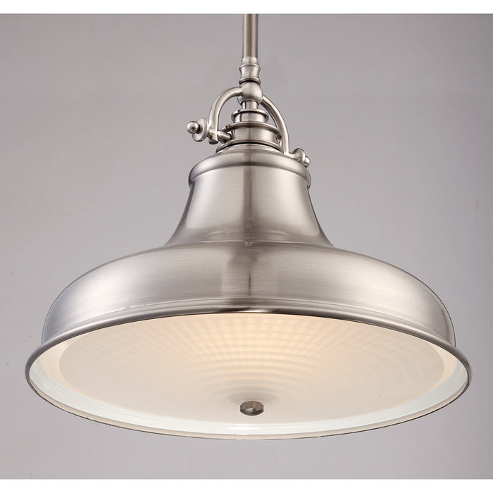 One Light Pendant from the Emery collection in Brushed Nickel finish