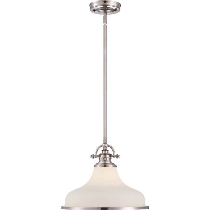 One Light Pendant from the Grant collection in Brushed Nickel finish