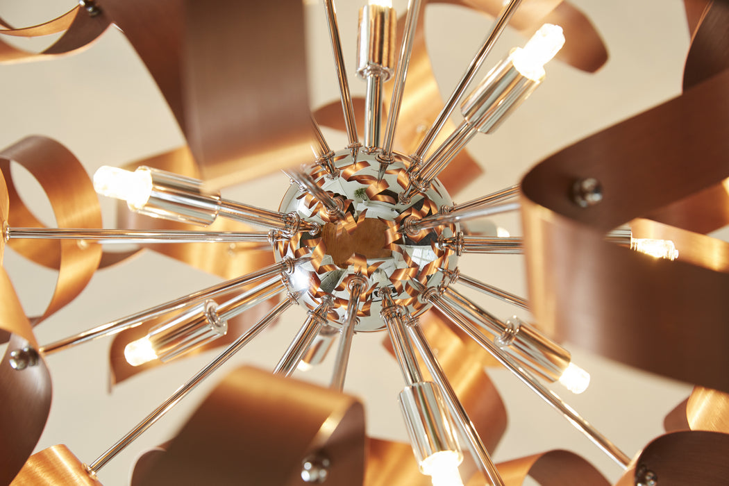 12 Light Pendant from the Ribbons collection in Satin Copper finish