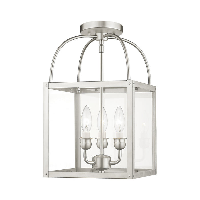 Three Light Mini Pendant/Ceiling Mount from the Milford collection in Brushed Nickel finish