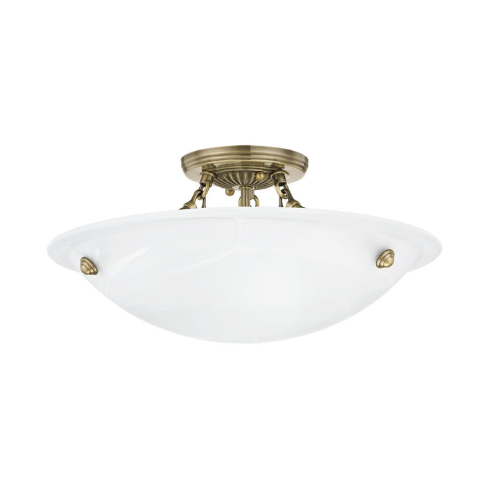 Three Light Ceiling Mount from the Oasis collection in Antique Brass finish