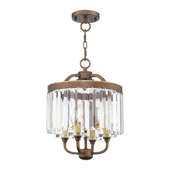 Four Light Mini Chandelier/Ceiling Mount from the Ashton collection in Hand Painted Palacial Bronze finish