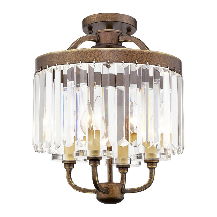 Four Light Mini Chandelier/Ceiling Mount from the Ashton collection in Hand Painted Palacial Bronze finish