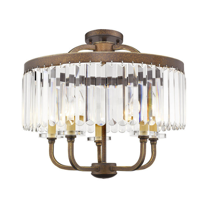 Five Light Chandelier/Ceiling Mount from the Ashton collection in Hand Painted Palacial Bronze finish