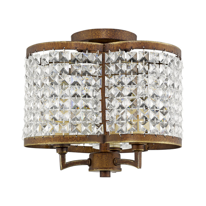 Three Light Ceiling Mount from the Grammercy collection in Hand Painted Palacial Bronze finish