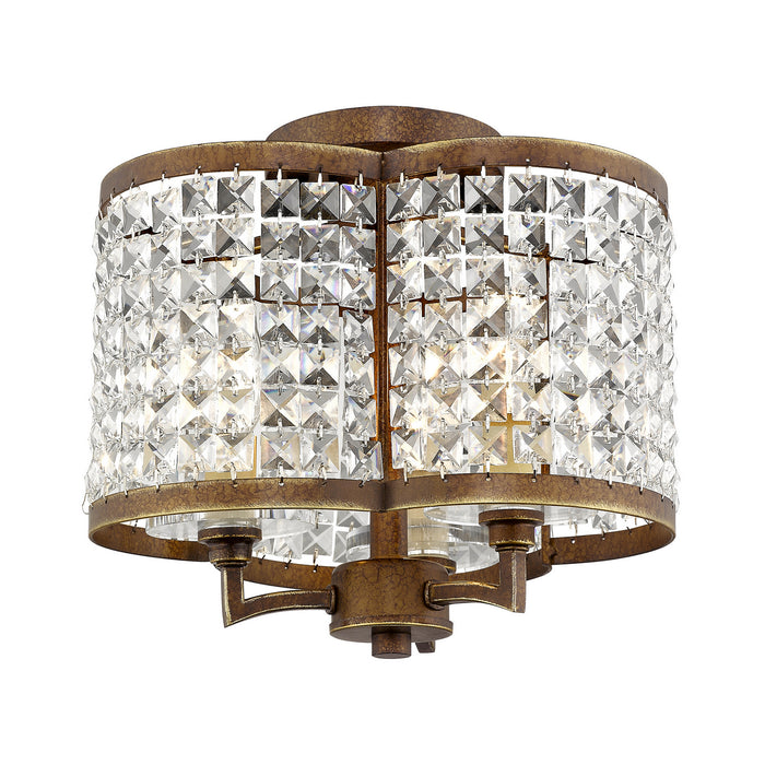 Three Light Ceiling Mount from the Grammercy collection in Hand Painted Palacial Bronze finish