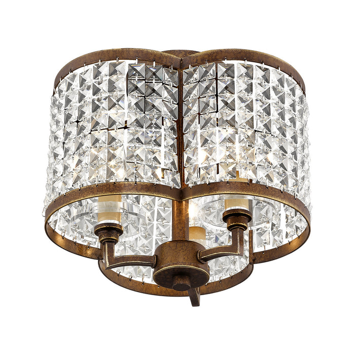 Three Light Ceiling Mount from the Grammercy collection in Hand Painted Palacial Bronze finish