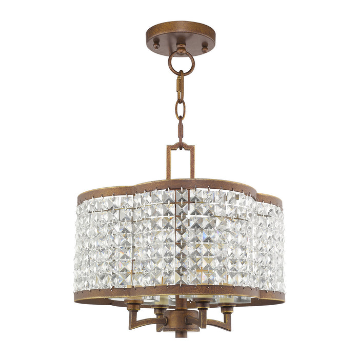 Four Light Mini Chandelier/Ceiling Mount from the Grammercy collection in Hand Painted Palacial Bronze finish