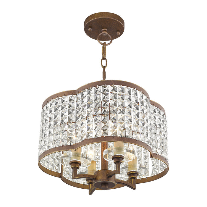 Four Light Mini Chandelier/Ceiling Mount from the Grammercy collection in Hand Painted Palacial Bronze finish