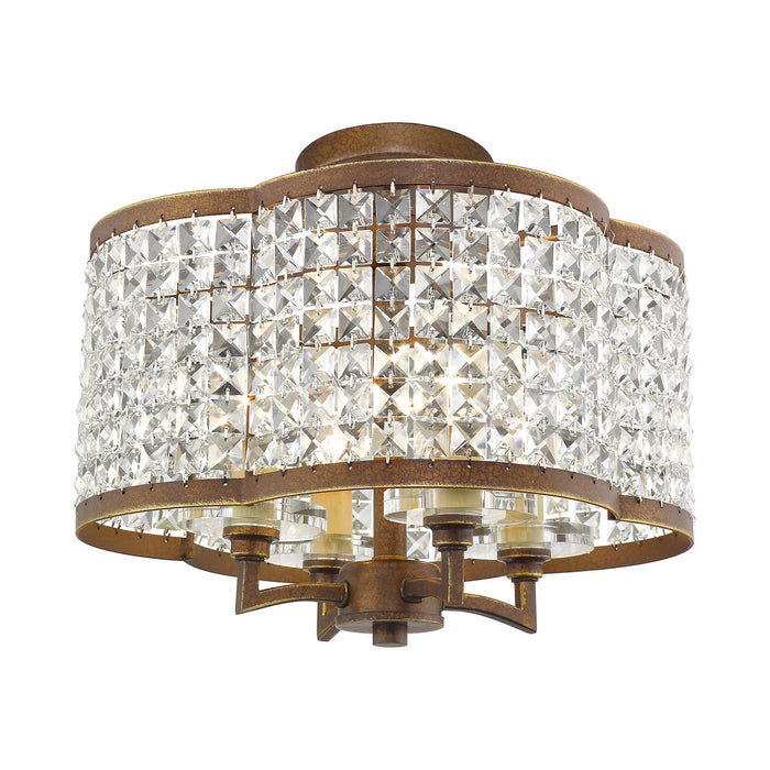 Four Light Mini Chandelier/Ceiling Mount from the Grammercy collection in Hand Painted Palacial Bronze finish
