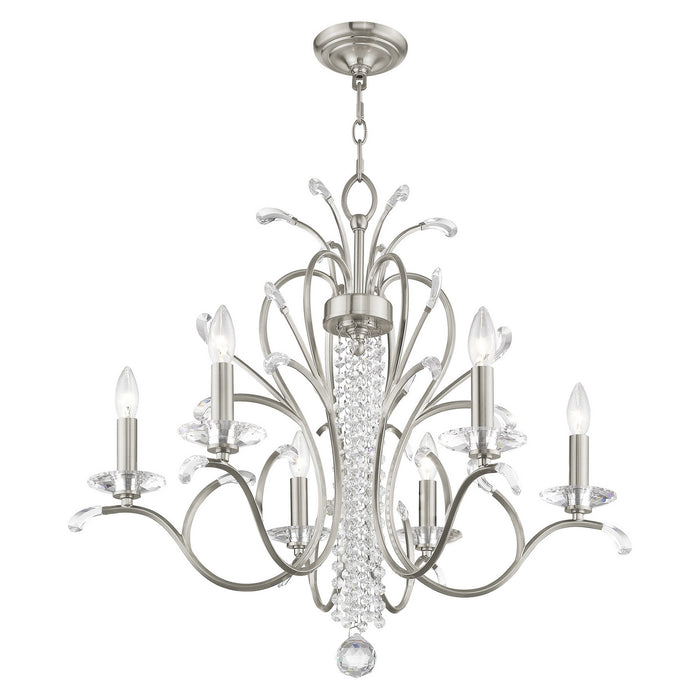 Six Light Chandelier from the Serafina collection in Brushed Nickel finish
