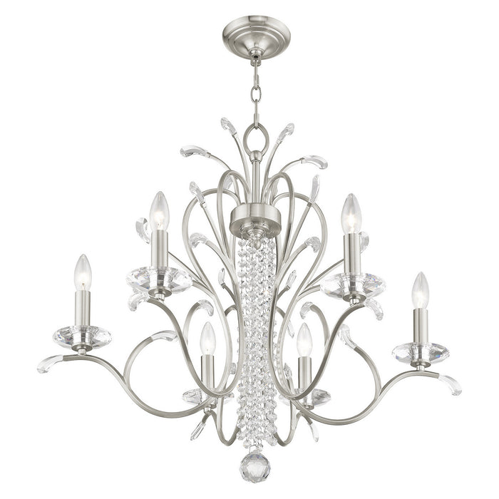 Six Light Chandelier from the Serafina collection in Brushed Nickel finish