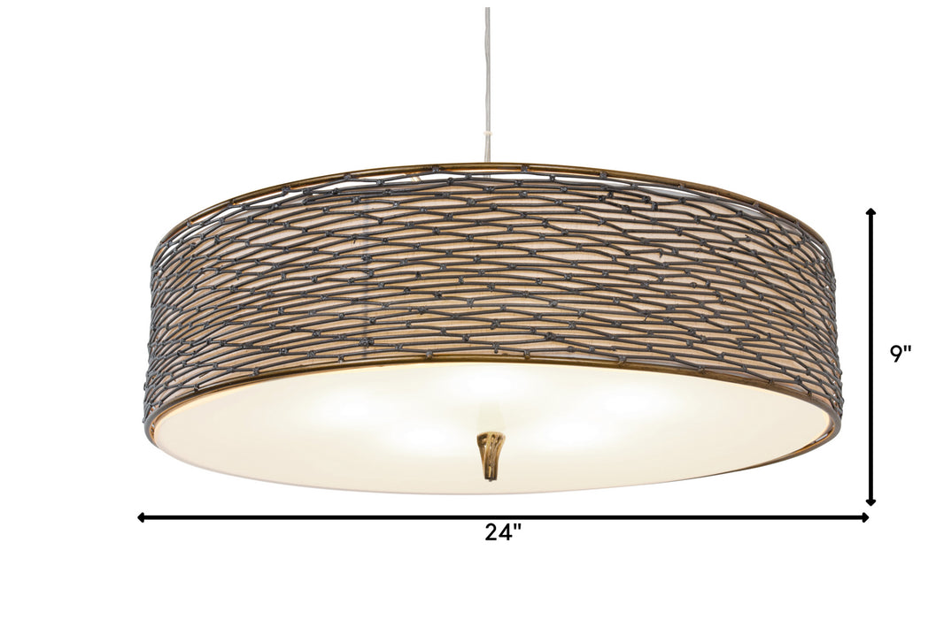 Five Light Pendant from the Flow collection in Hammered Ore finish