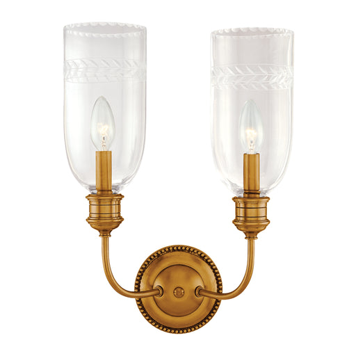 Hudson Valley - 292-AGB - Two Light Wall Sconce - Lafayette - Aged Brass