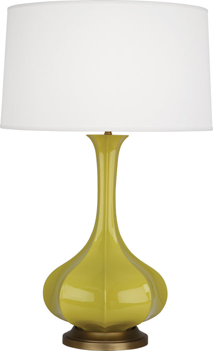 Robert Abbey - CI994 - One Light Table Lamp - Pike - Citron Glazed Ceramic w/ Aged Brass