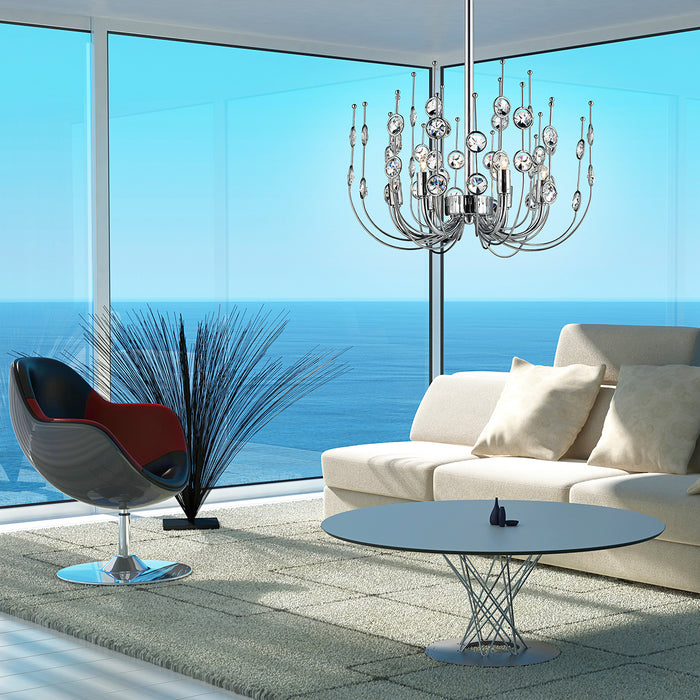Six Light Chandelier from the Vice collection in Chrome finish