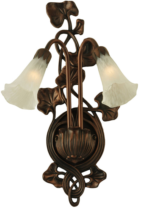 Meyda Tiffany - 11239 - Two Light Wall Sconce - White Pond Lily - Mahogany Bronze