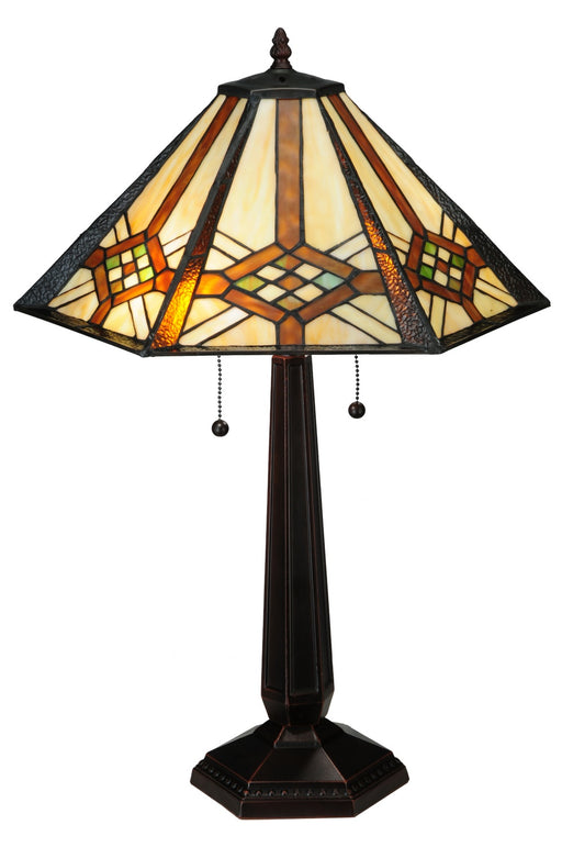 Meyda Tiffany - 119659 - Two Light Table Lamp - Crosshairs Mission - Beiger Ha Xag French Bronze