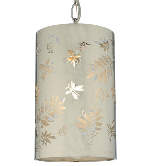 Meyda Tiffany - 126756 - One Light Mini Pendant - Butterflies & Ferns - Stainless Steel