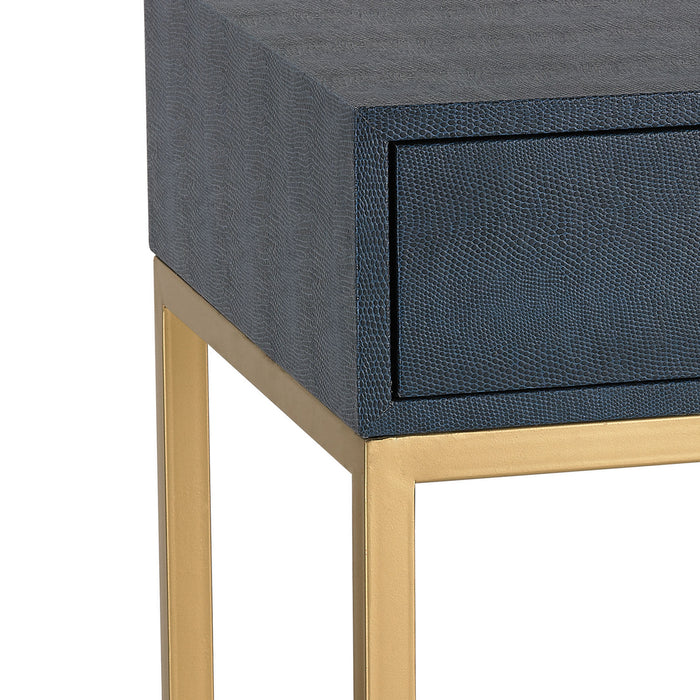 Side Table from the Accent Table collection in Gold, Navy Faux Shagreen, Navy Faux Shagreen finish