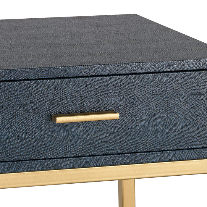Side Table from the Accent Table collection in Gold, Navy Faux Shagreen, Navy Faux Shagreen finish