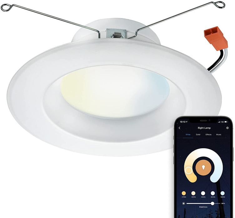 LED Downlight in White finish, WiFi Smart LED Recessed Downlight, Works with Siri, Alexa, Google Assistant, SmartThings