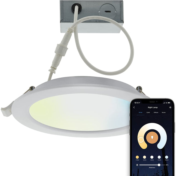 LED Downlight in White finish, WiFi Smart LED Recessed Downlight, Works with Siri, Alexa, Google Assistant, SmartThings