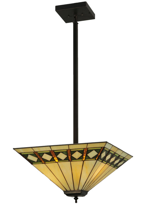 Meyda Tiffany - 133342 - Three Light Inverted Pendant - Diamond Band Mission - Mahogany Bronze
