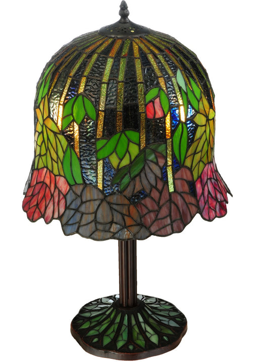 Meyda Tiffany - 134540 - Two Light Table Lamp - Tiffany Honey Locust - Green Coral Variegated Blue Mahogany Bronze