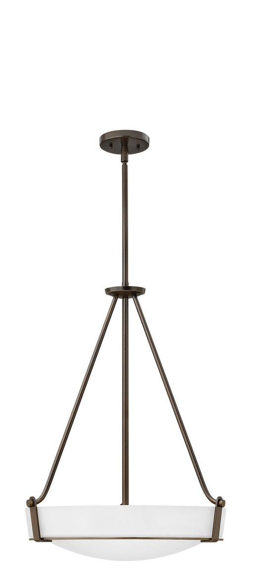Hinkley - 3222OB-WH - Four Light Foyer Pendant - Hathaway - Olde Bronze with Etched White glass