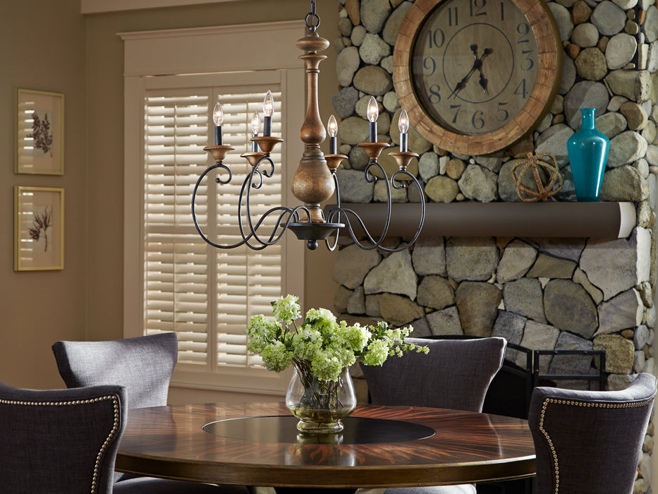 Six Light Chandelier from the Auburn collection in Rustic Black finish