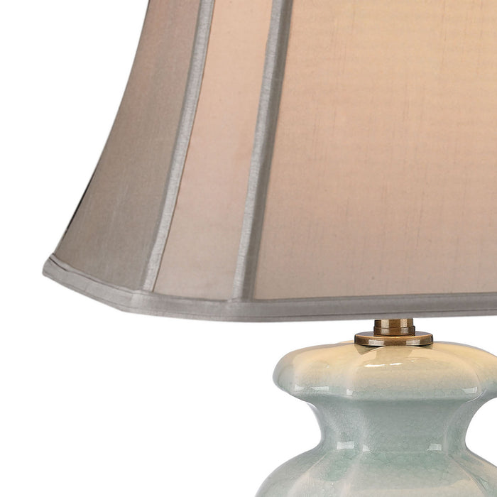 LED Table Lamp from the Celadon collection in Brass, Green, Green finish