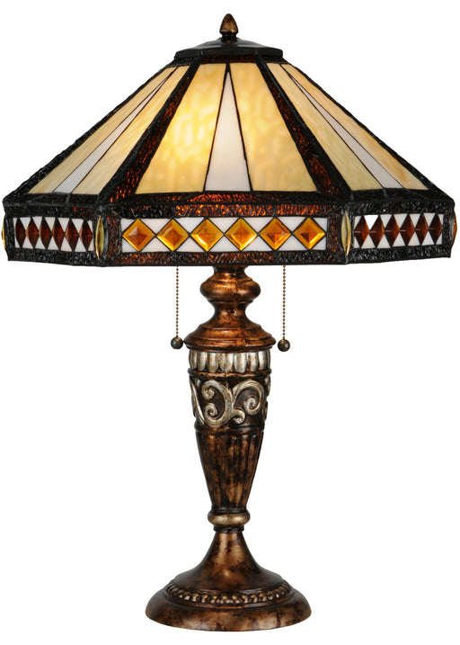 Meyda Tiffany - 139416 - Two Light Table Lamp - Diamond Band Mission - Antique