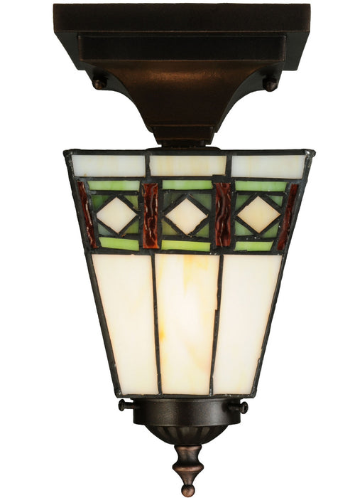 Meyda Tiffany - 139925 - One Light Flushmount - Diamond Band Mission - Mahogany Bronze