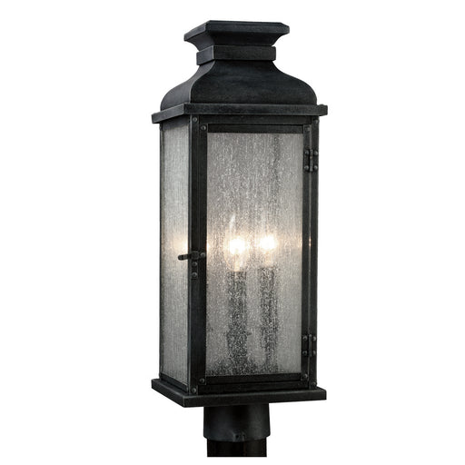 Generation Lighting - OL11107DWZ - Three Light Post Lantern - Pediment - Dark Weathered Zinc