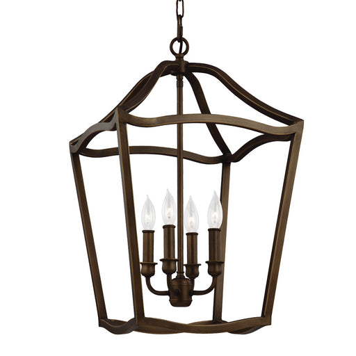 Generation Lighting - F2975/4PAGB - Four Light Foyer Pendant - Yarmouth - Painted Aged Brass